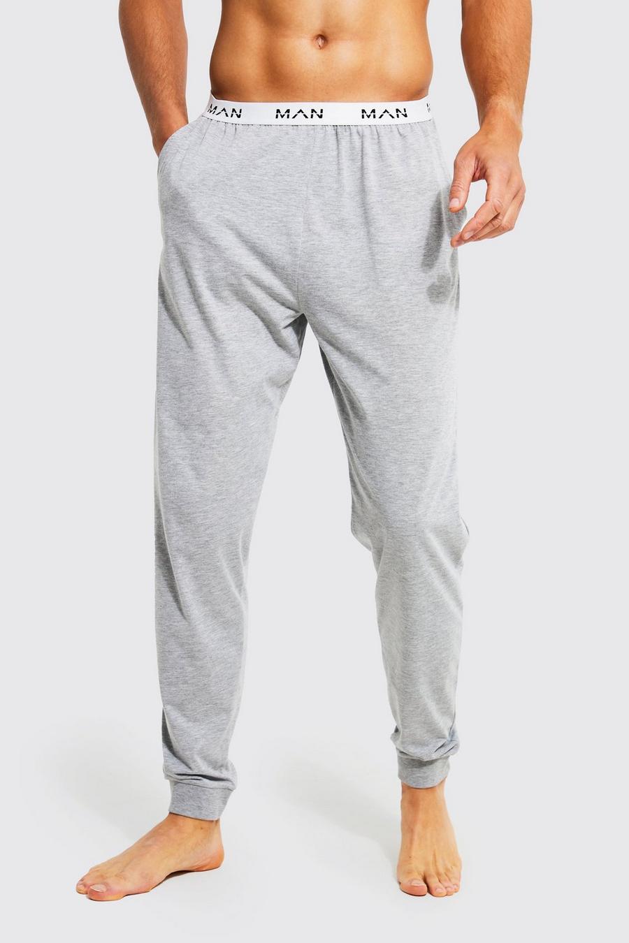 Pantalón deportivo Tall para estar en casa con letras MAN y cintura elástica, Grey marl