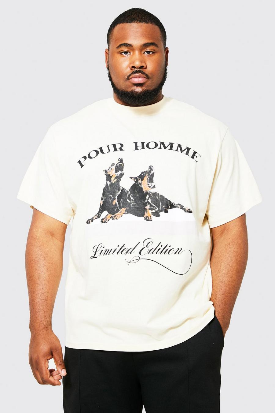Sand beis Plus Dog Homme Graphic T-shirt