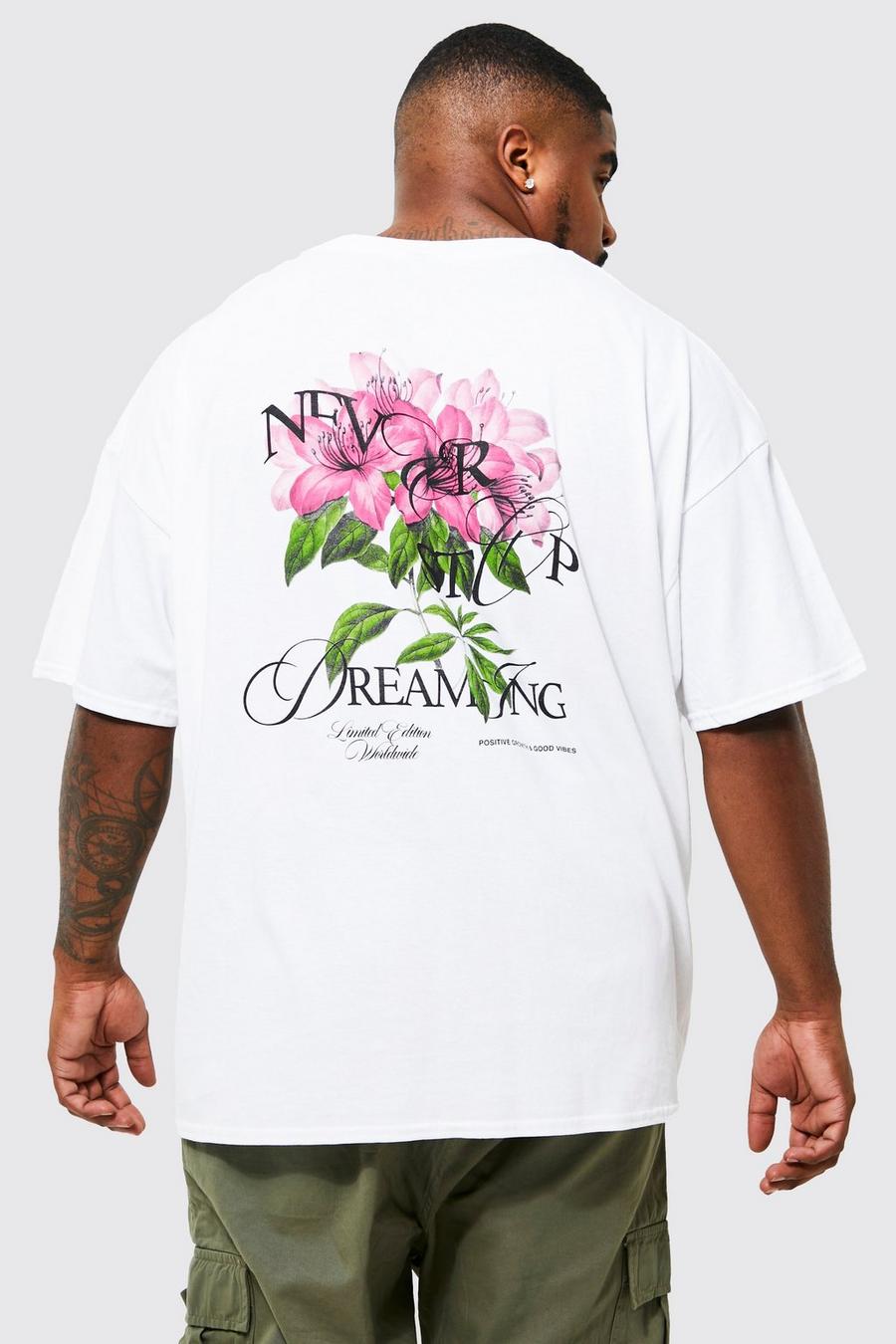White Plus Floral Back Graphic T-shirt image number 1