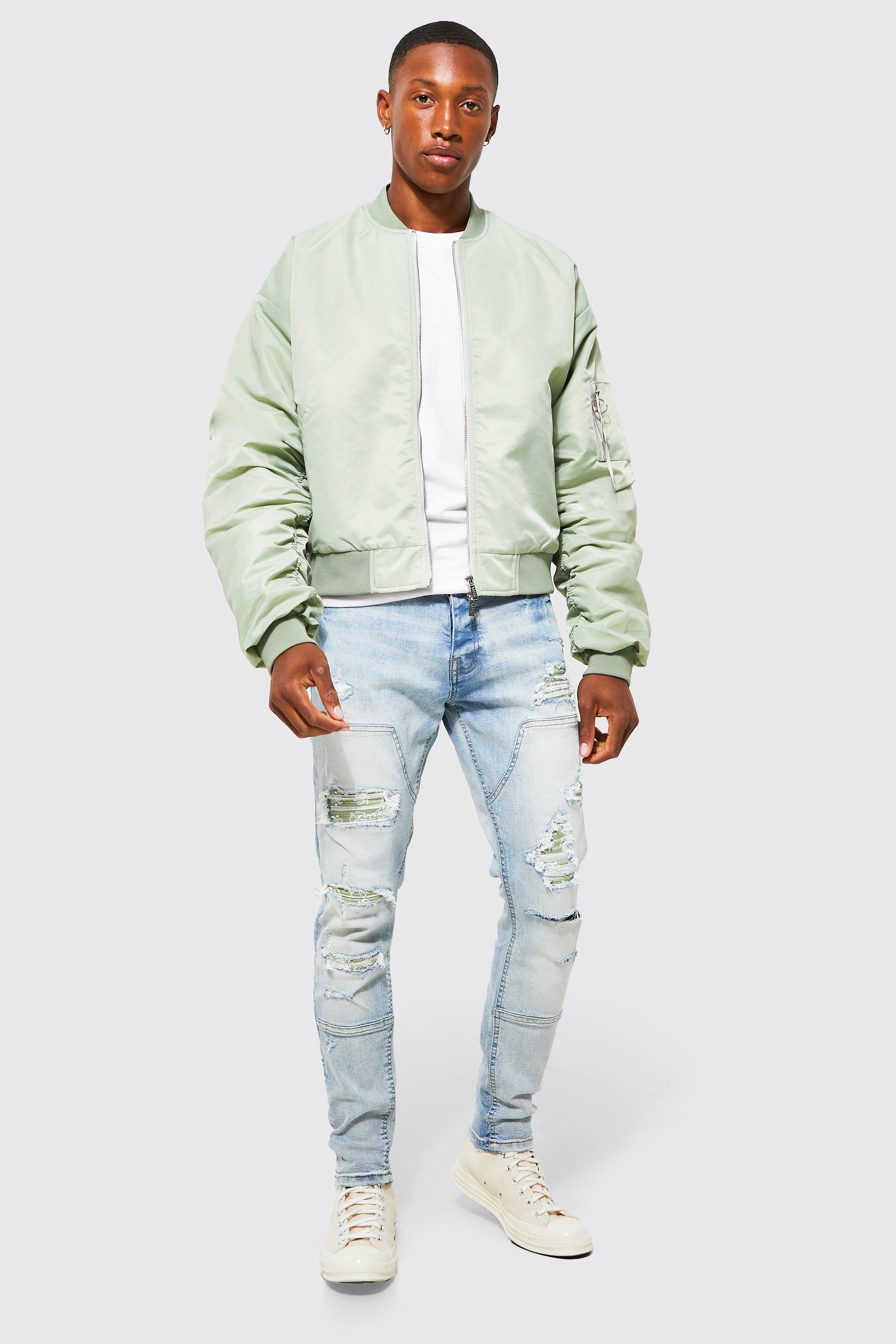 Green nylon hotsell bomber jacket