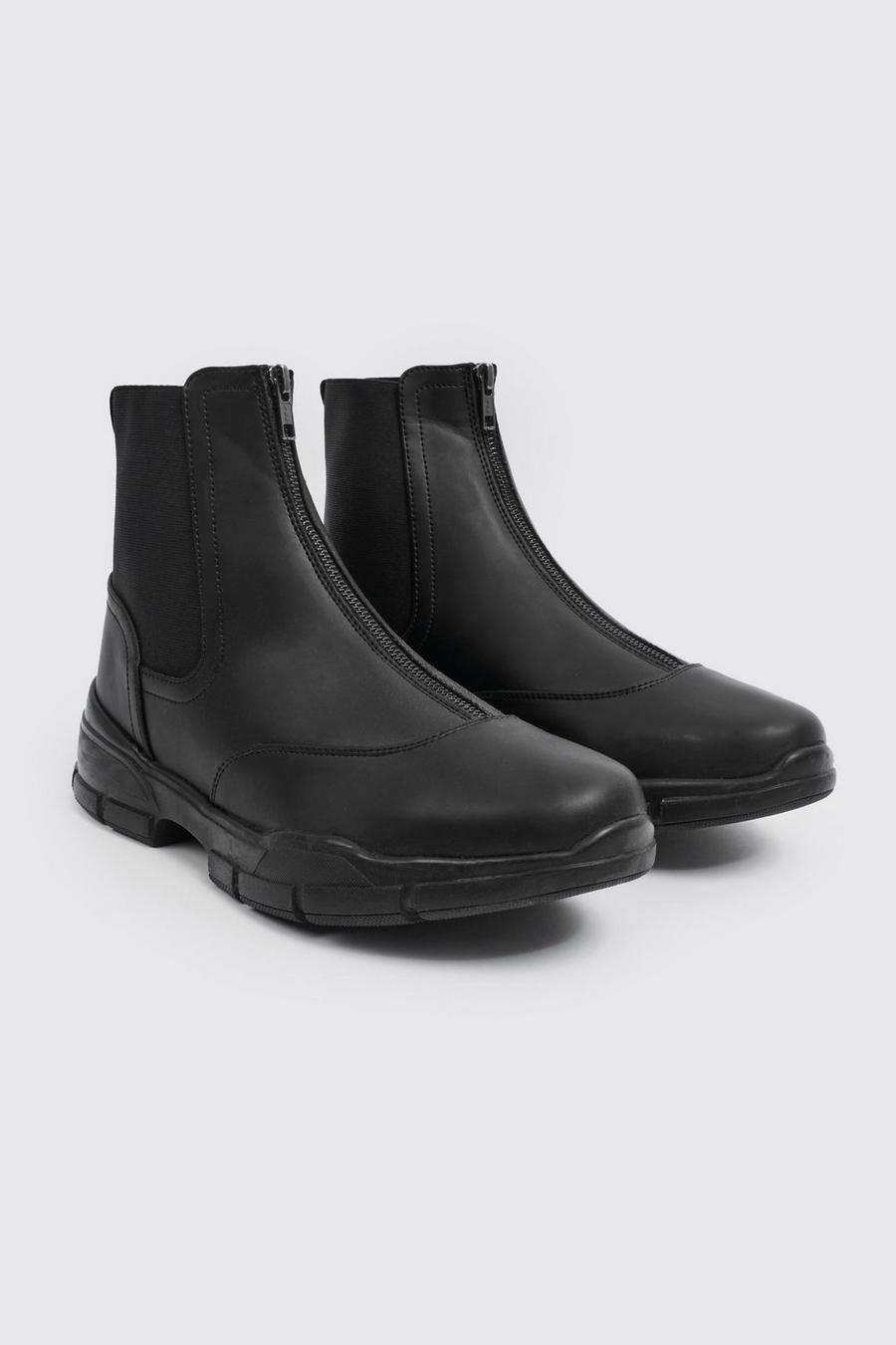 Black svart Zip Boot