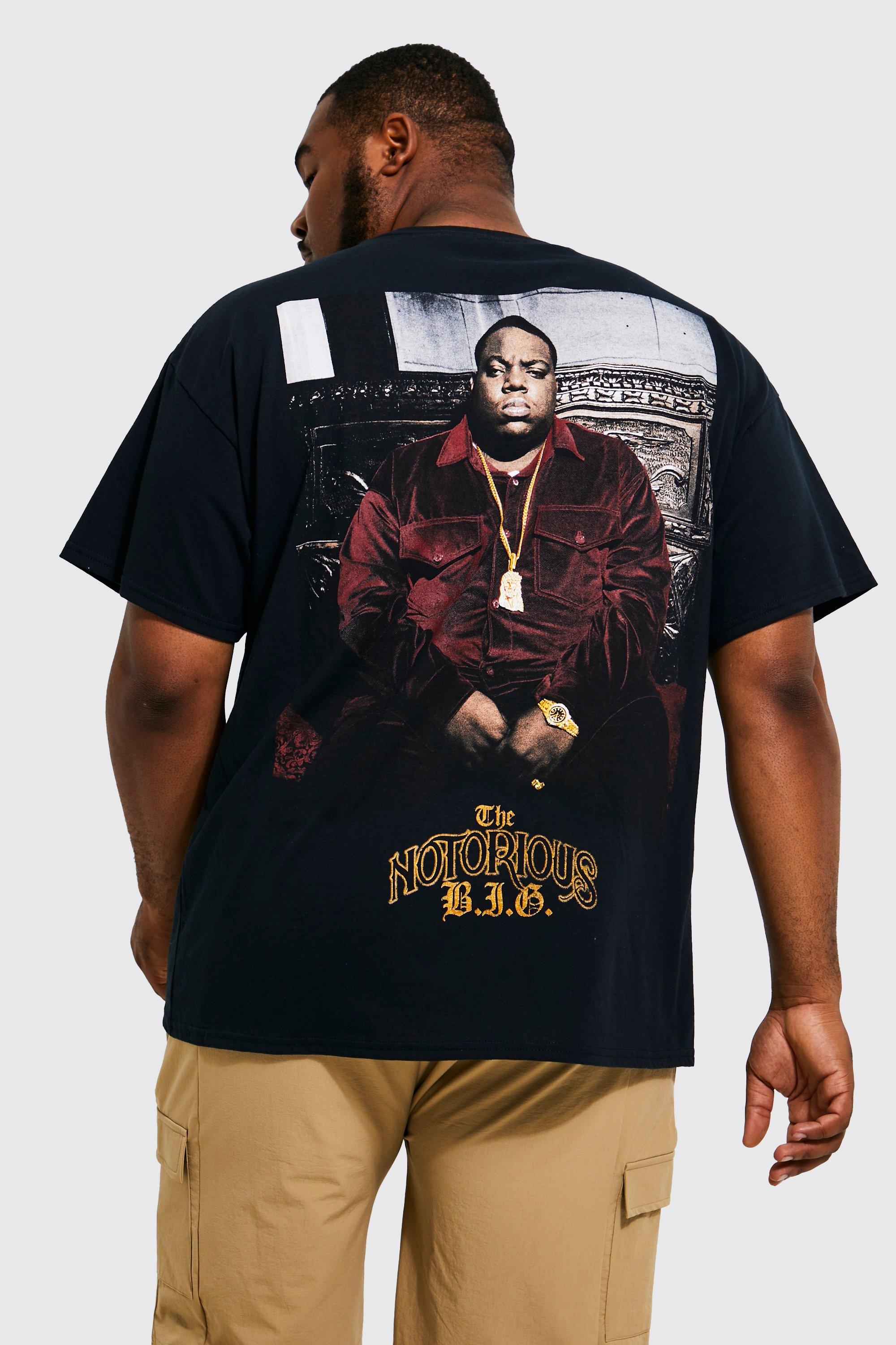 BoohooMAN Plus Size Notorious Big Chest Print License T-shirt in