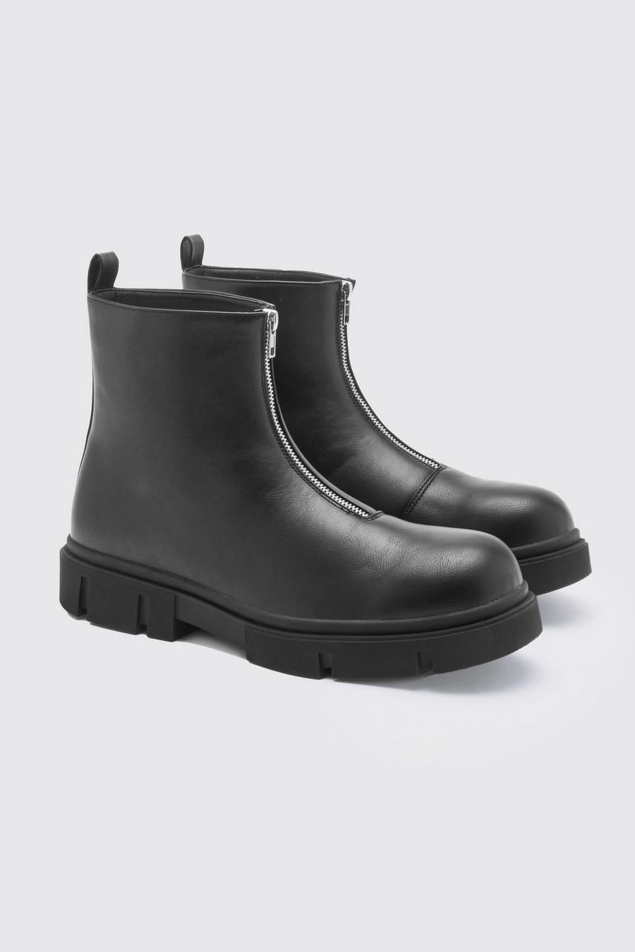 Black Track Sole Zip Boot image number 1