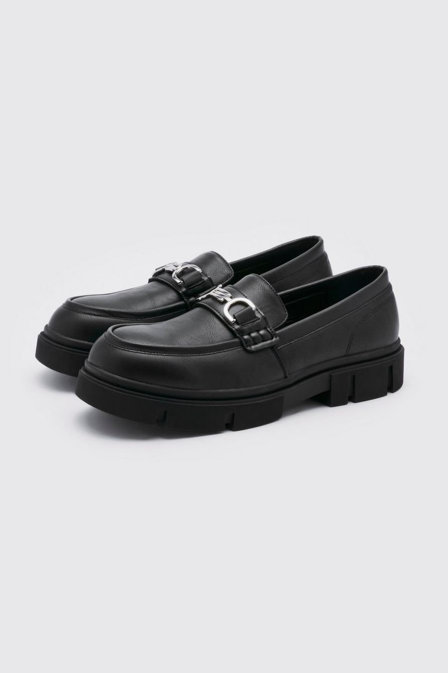 Black Chunky loafers med metalldetaljer