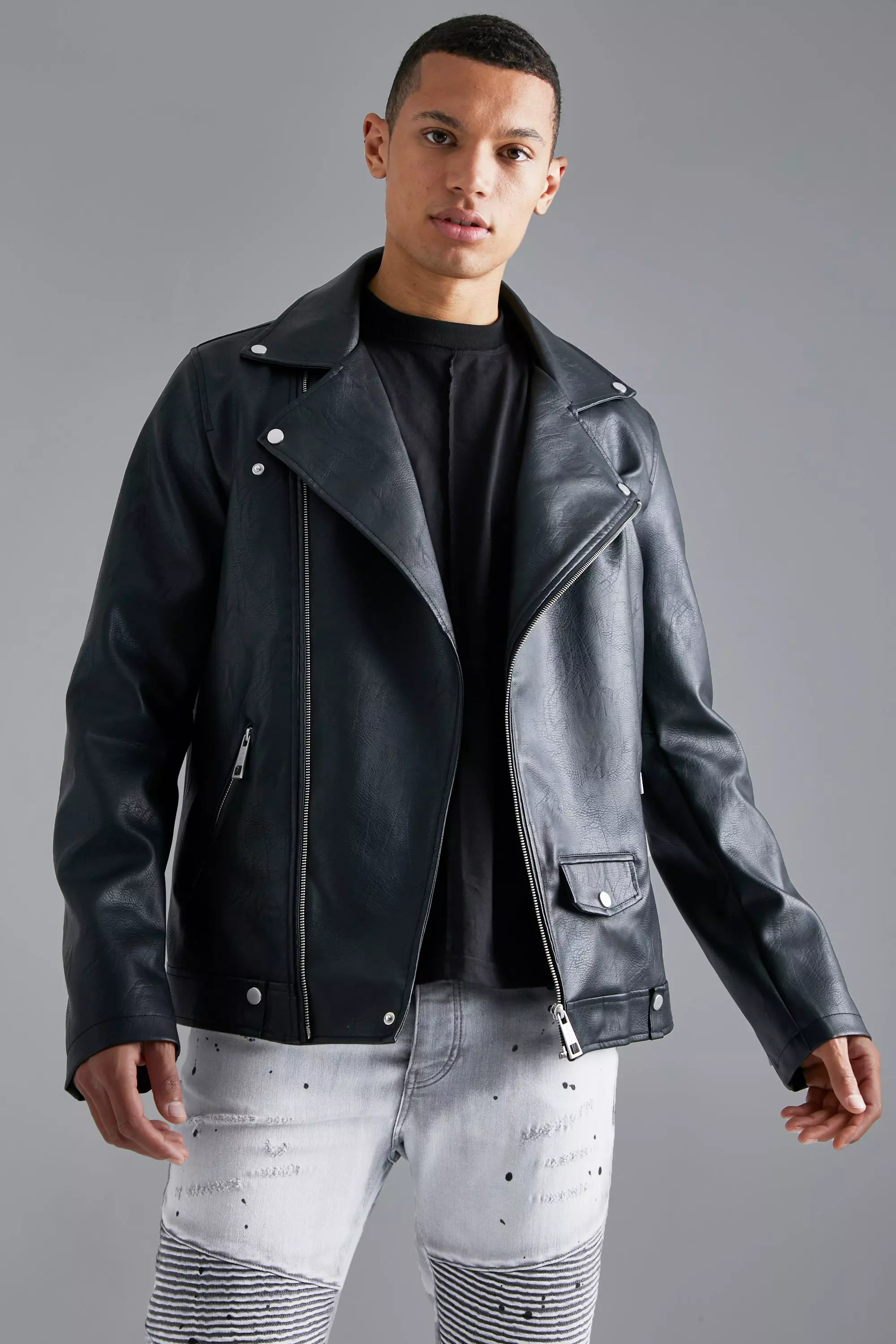 Tall Faux Leather Biker Jacket