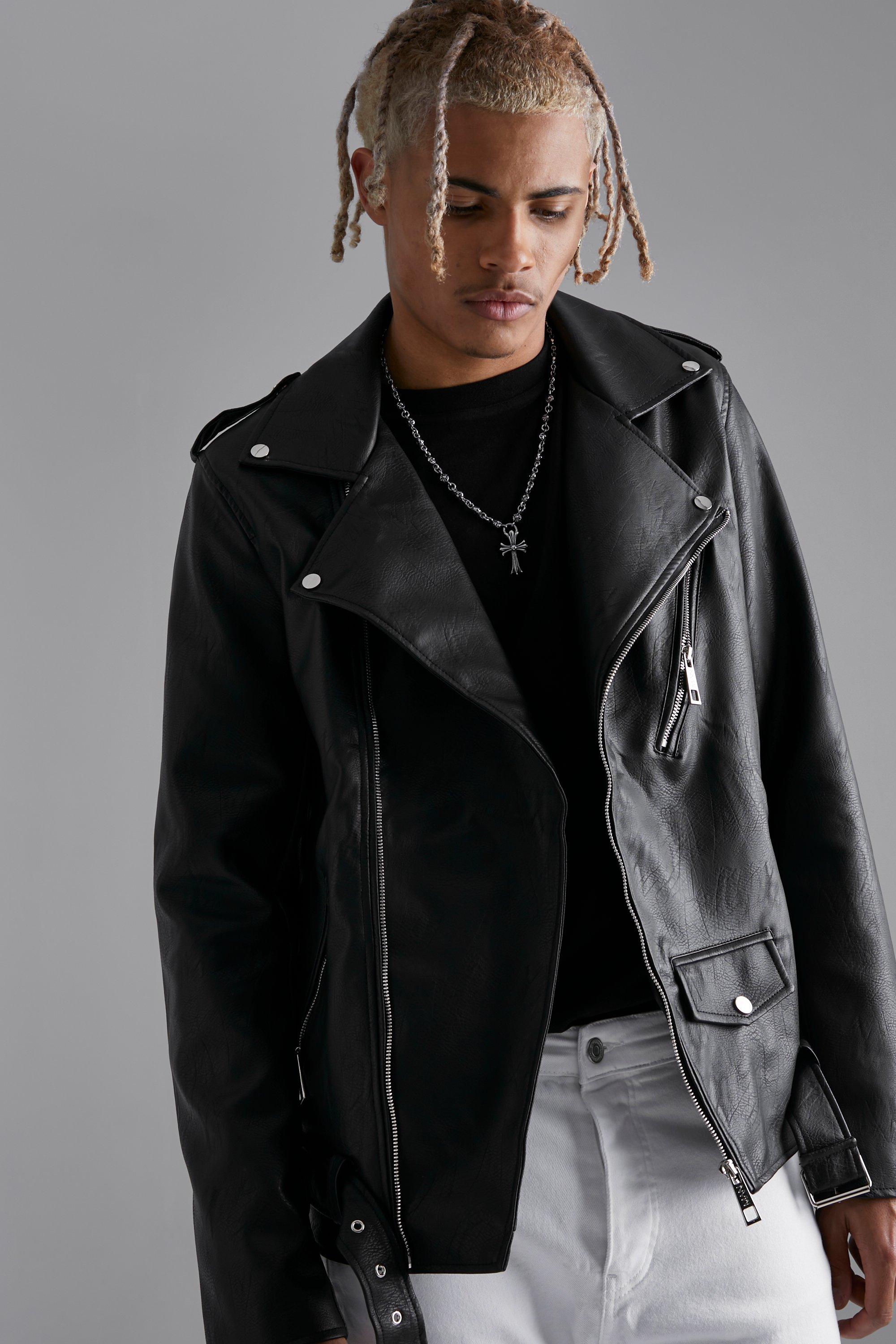 Boohoo leather jacket outlet mens