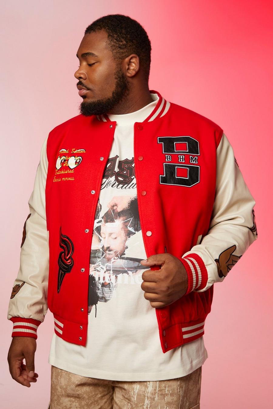 Red Plus Limited Edition Hand Varsity Jacket image number 1