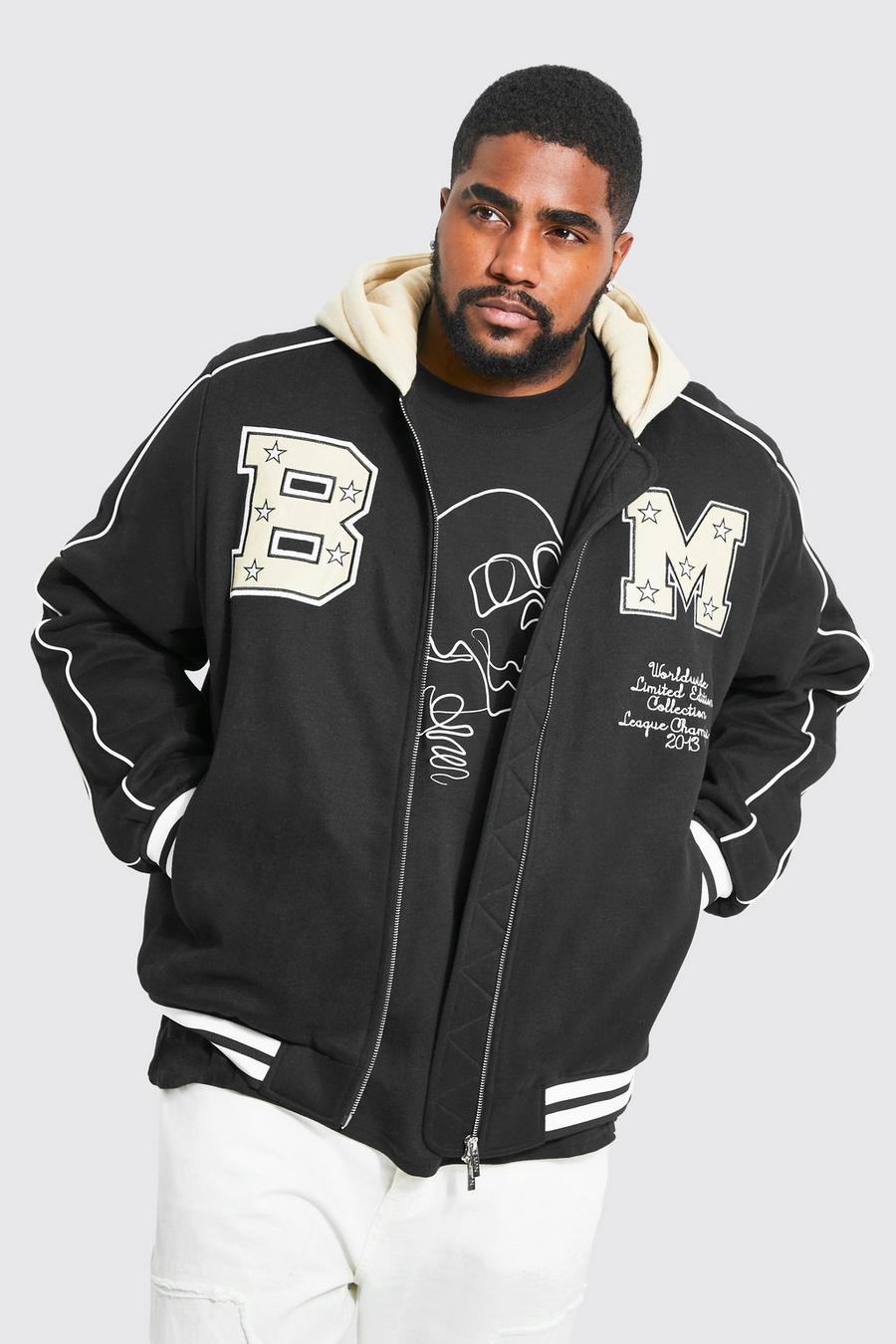 Black negro Plus Limited Edition Hooded Varsity Jacket 