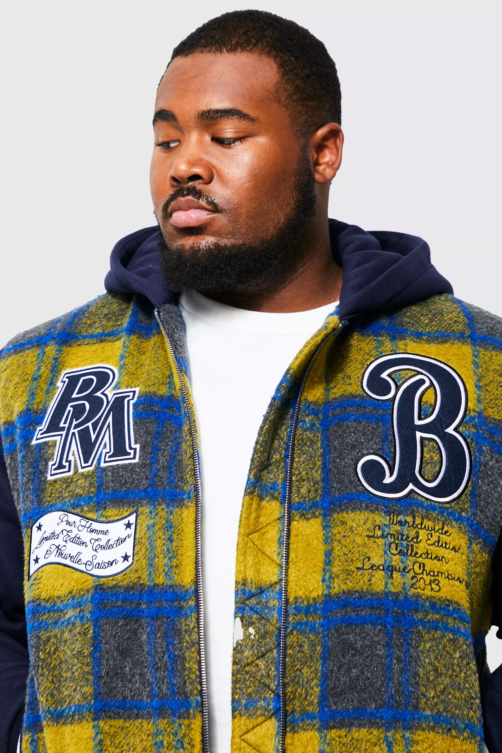 Plaid shop varsity jacket