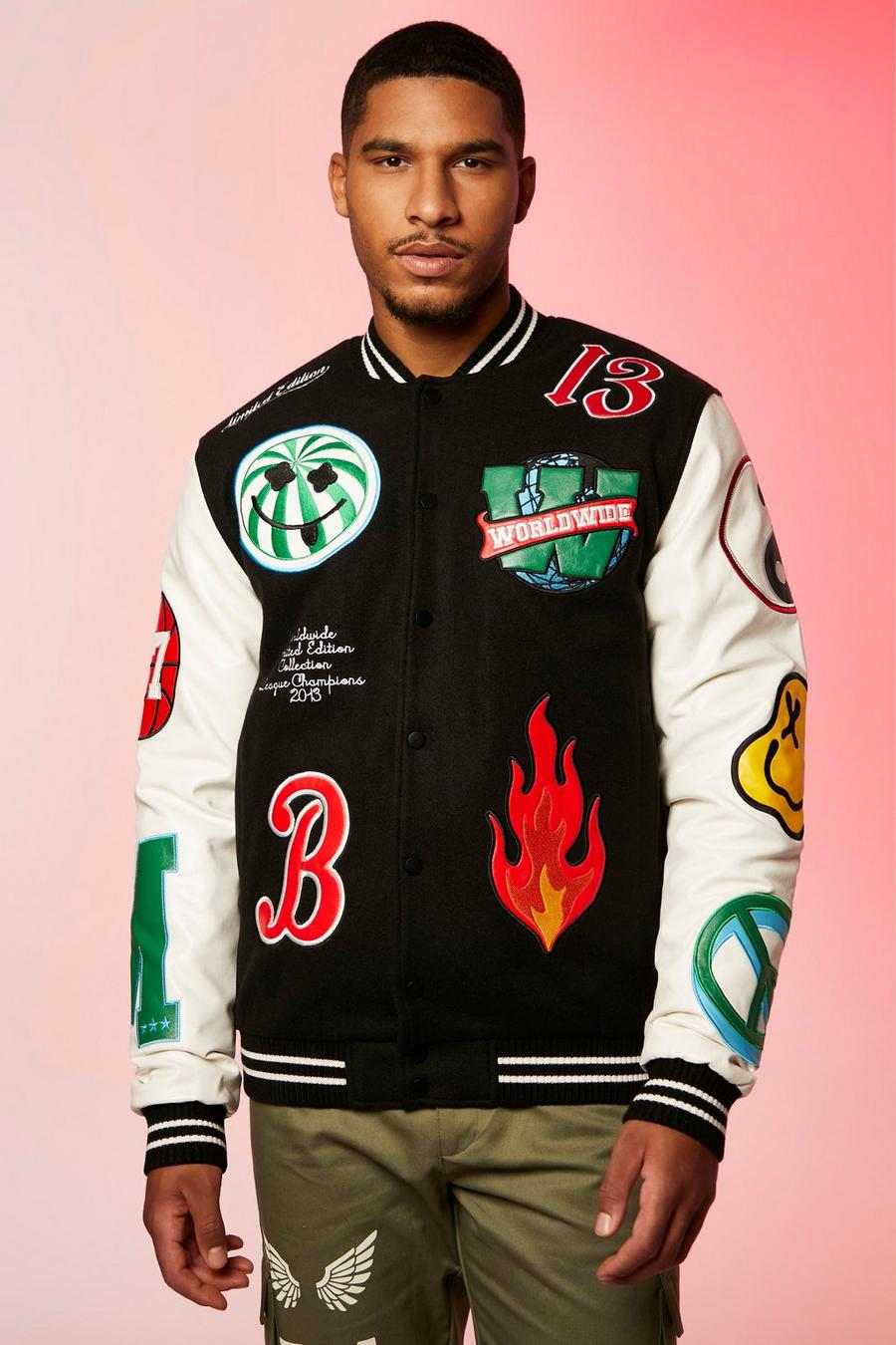 Black Tall Limited Double Face Varsity Jacket image number 1