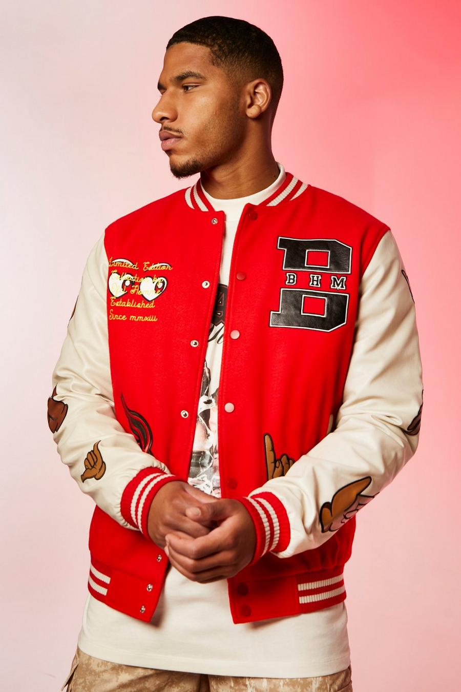 Red Tall Limited Edition Hand Varsity Jacket image number 1