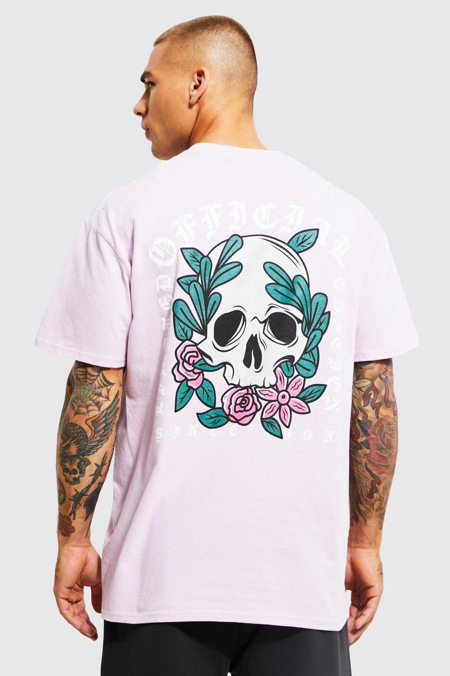 Oversize T-Shirt mit Totenkopf-Print, Lilac purple
