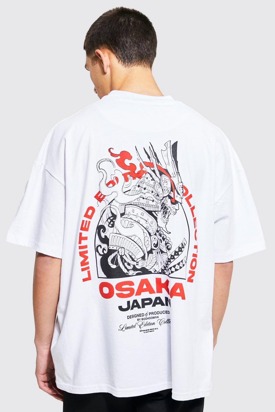 White Oversized Extended Neck Samurai T-shirt image number 1