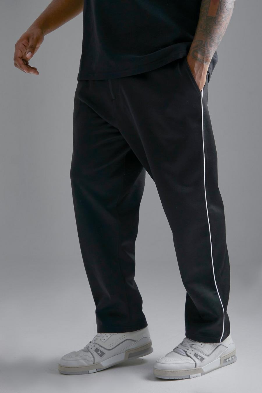 Black Plus Tapered Trouser With Piping image number 1