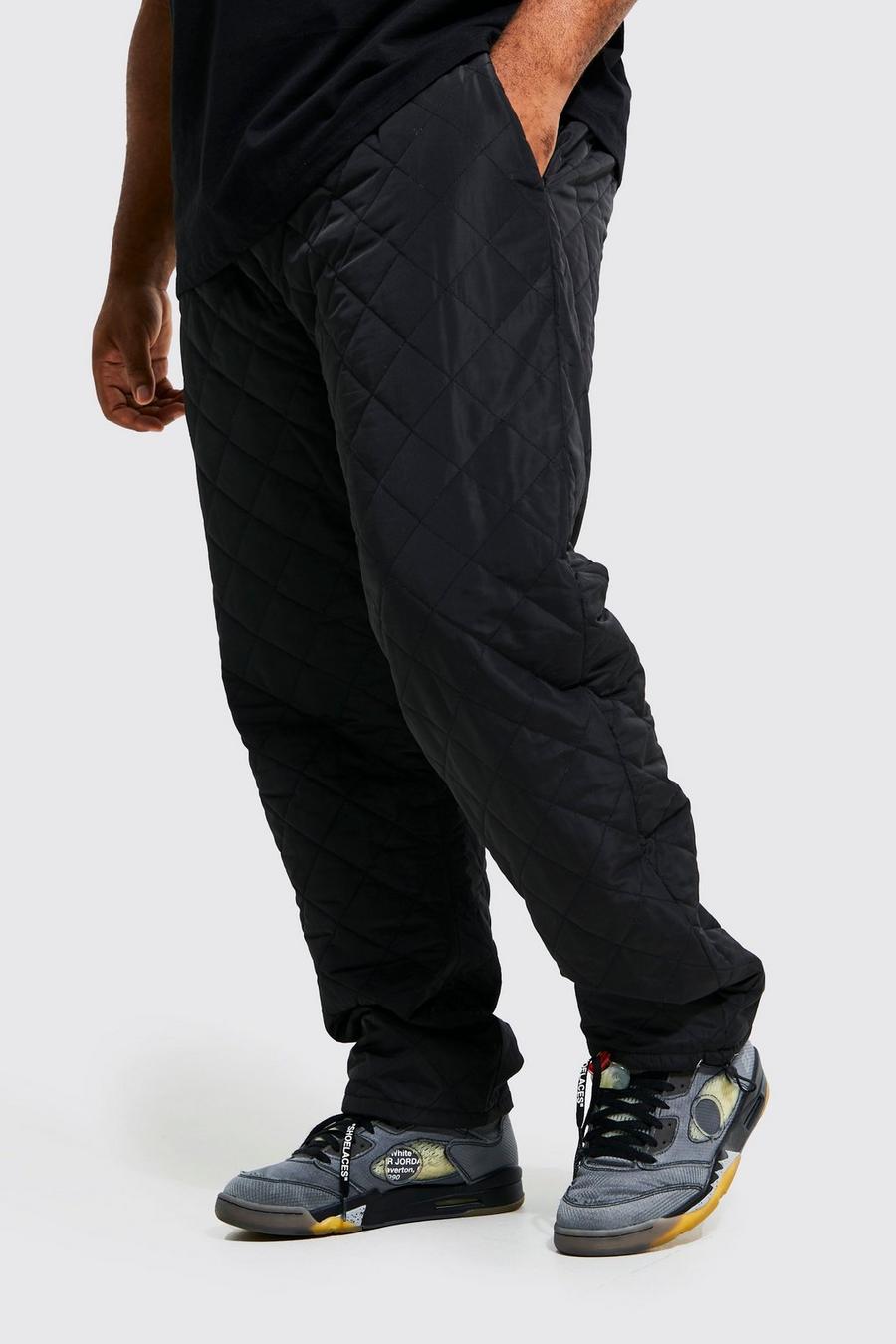 Black Plus Diamond Quilted Straight Leg Trouser image number 1