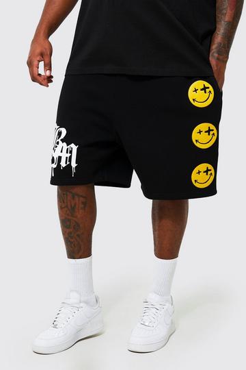 Plus Bm Applique Jersey Knit Shorts black