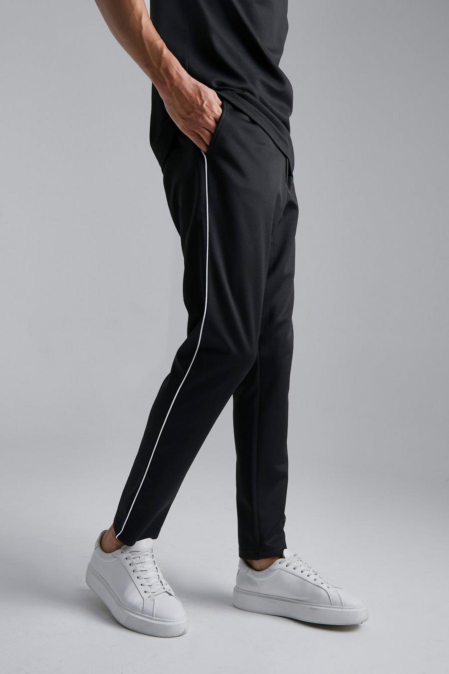 Black negro Tall Tapered Trousers With Piping image number 1