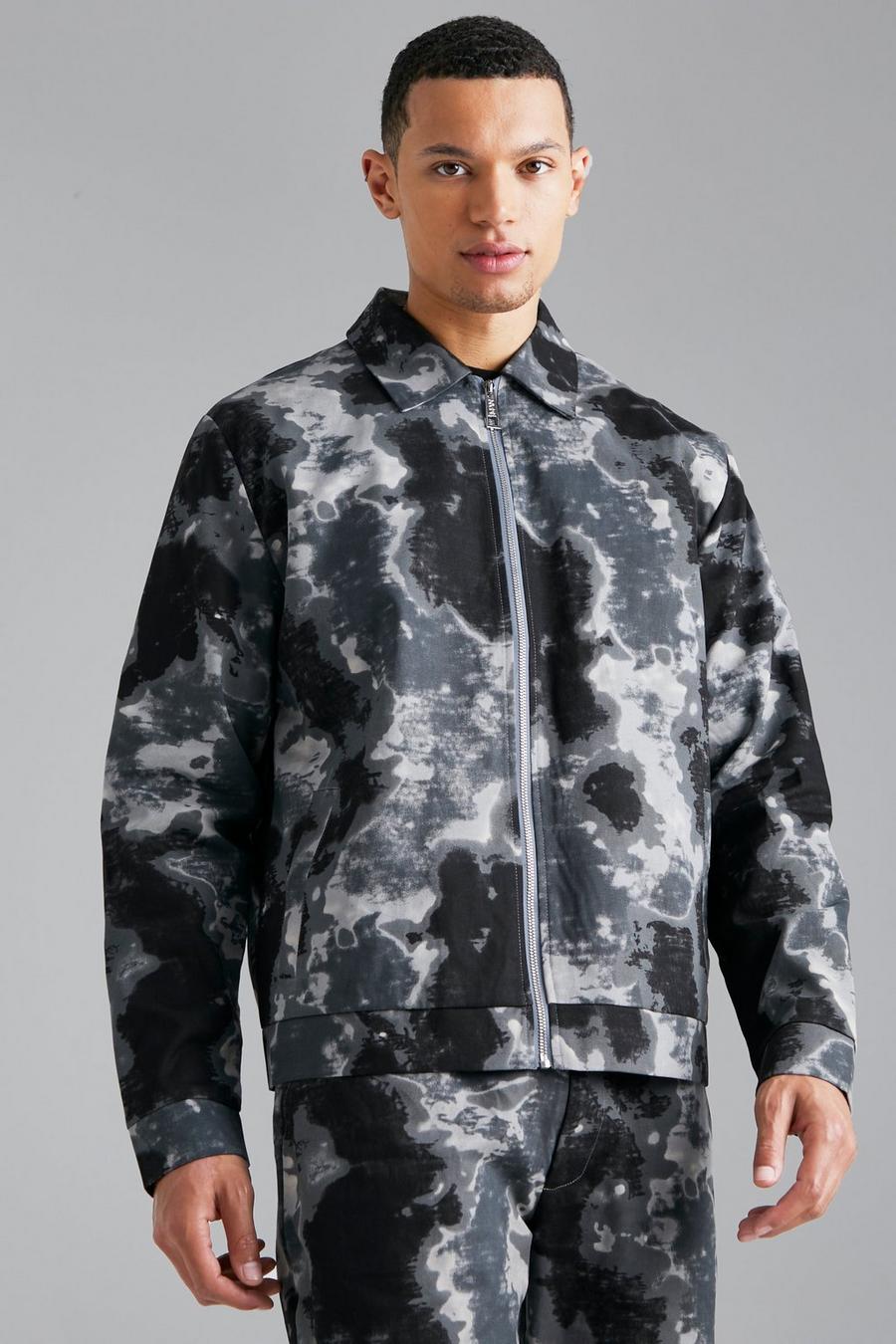 Grey Tall Tie Dye Twill Coach Jacket image number 1