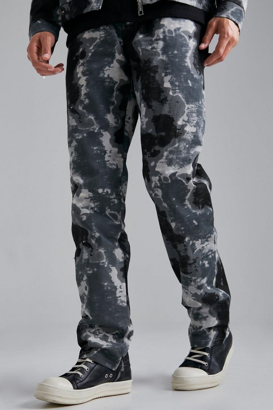 Pantalón Tall de pernera recta con desteñido anudado, Grey image number 1