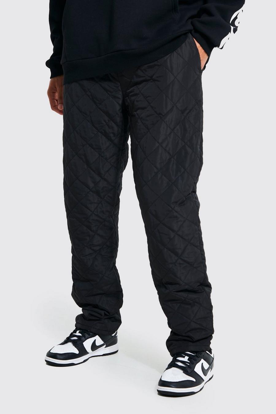 Black Tall Diamond Quilted Straight Leg Trouser image number 1