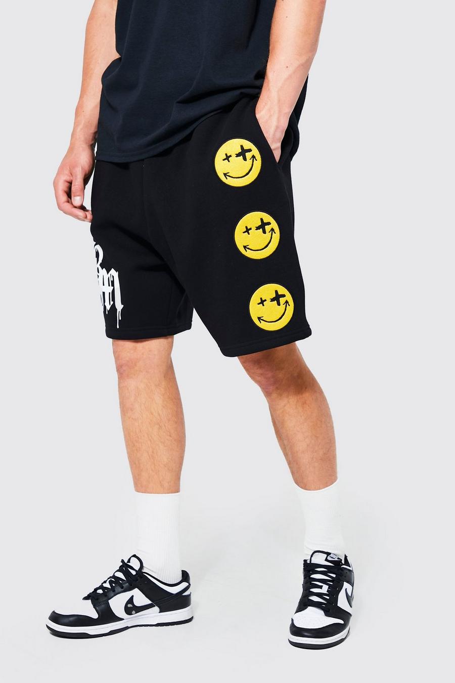 Black Tall Bm Applique Jersey Shorts image number 1