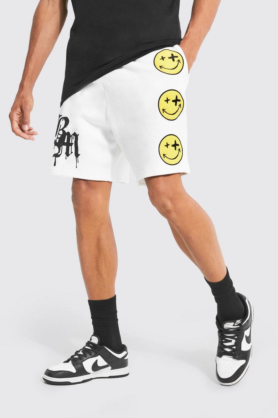Ecru white Tall Bm Applique Jersey Shorts