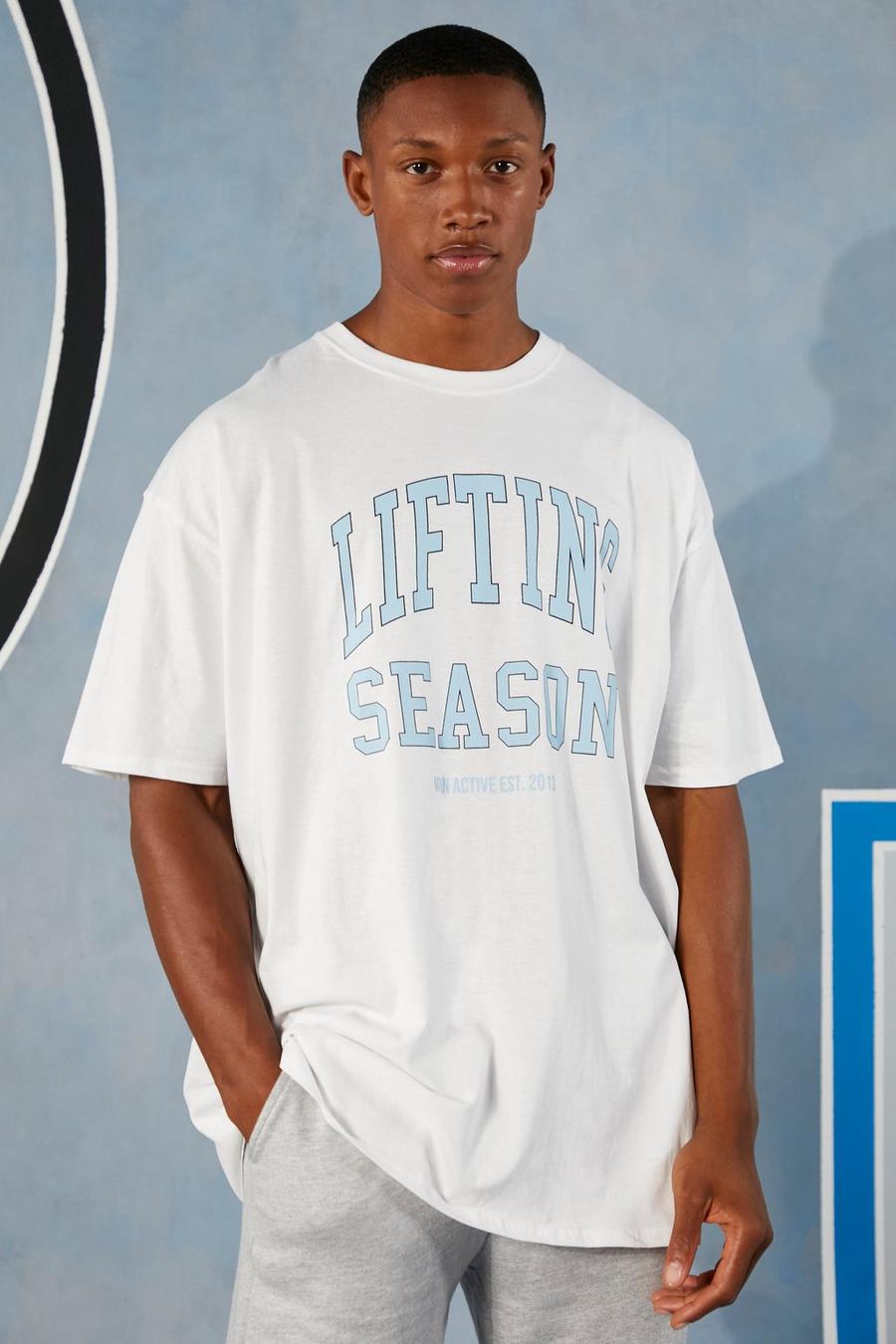 White Man Active Lifting Season Oversized T-shirt image number 1