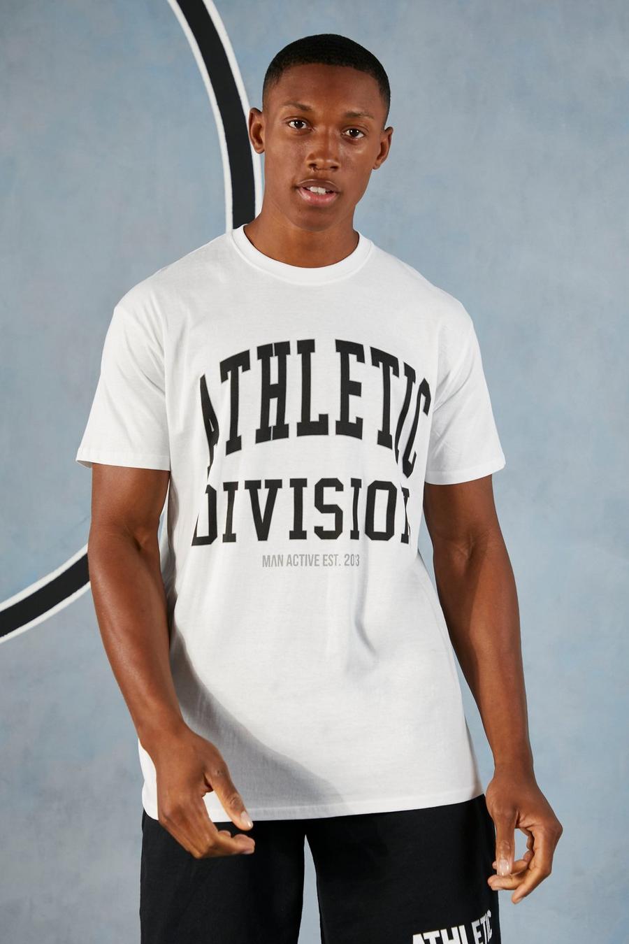 White blanc Man Active Athletic Division T-shirt