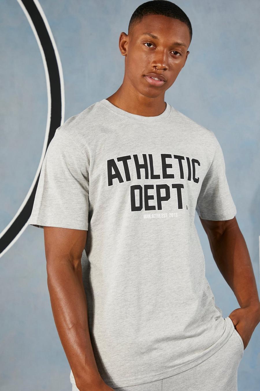 Grey marl Man Active Athletic Department T-shirt