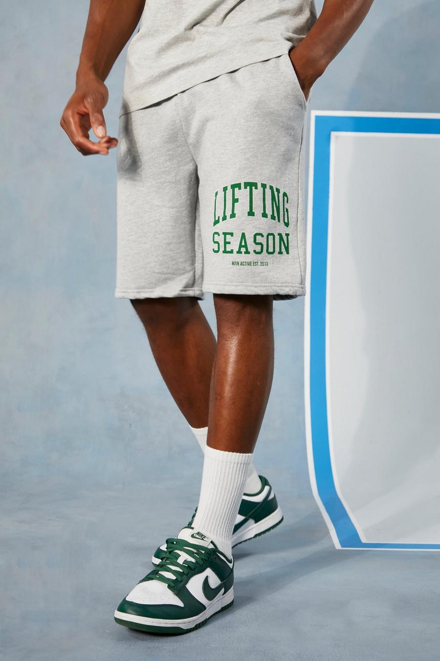 Grey marl Man Active Lifting Season Jersey Shorts image number 1
