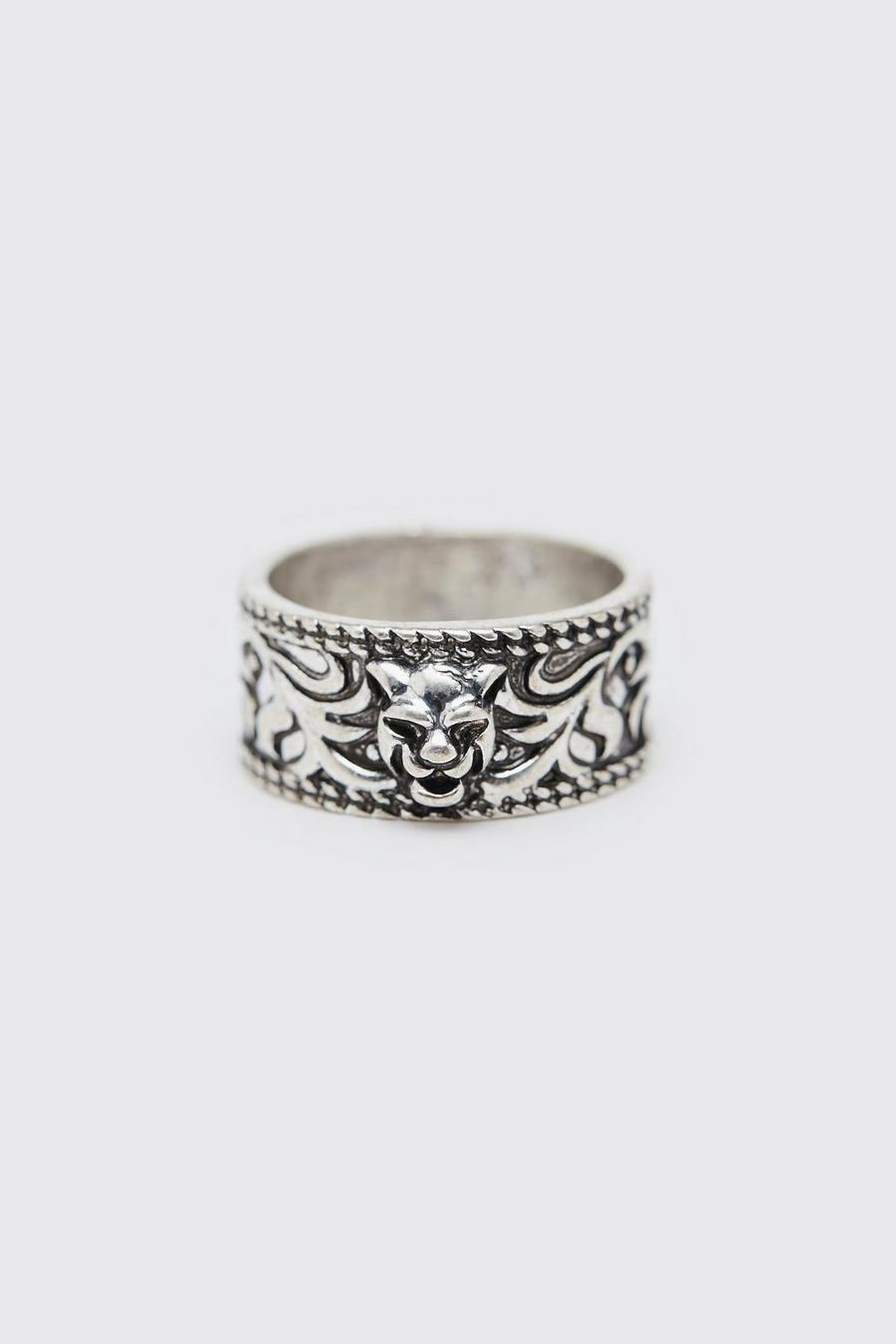Silver Panther Embossed Ring image number 1