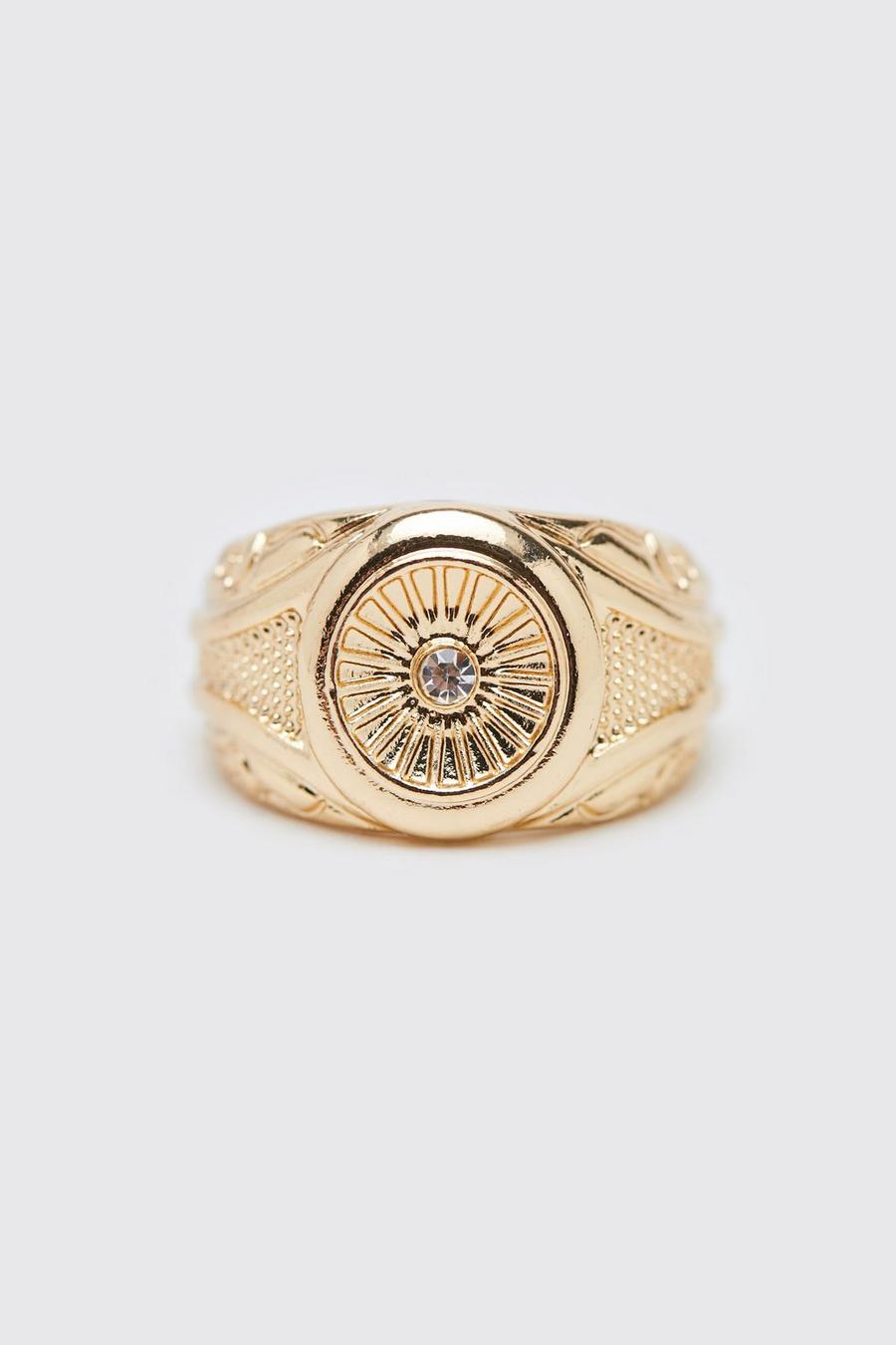 Gold metallic Embossed Signet Ring
