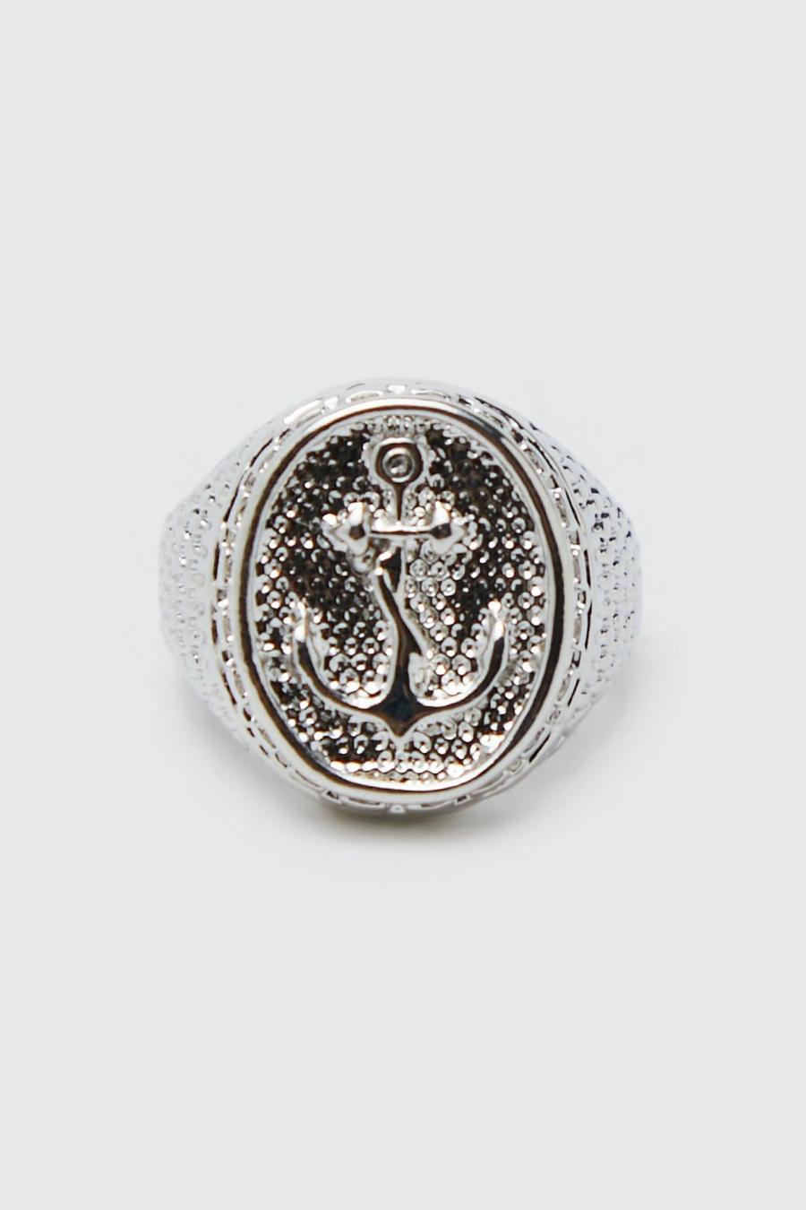 Silver Anchor Signet Ring image number 1