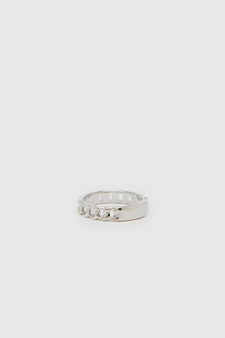 Silver Chain And Bar Ring