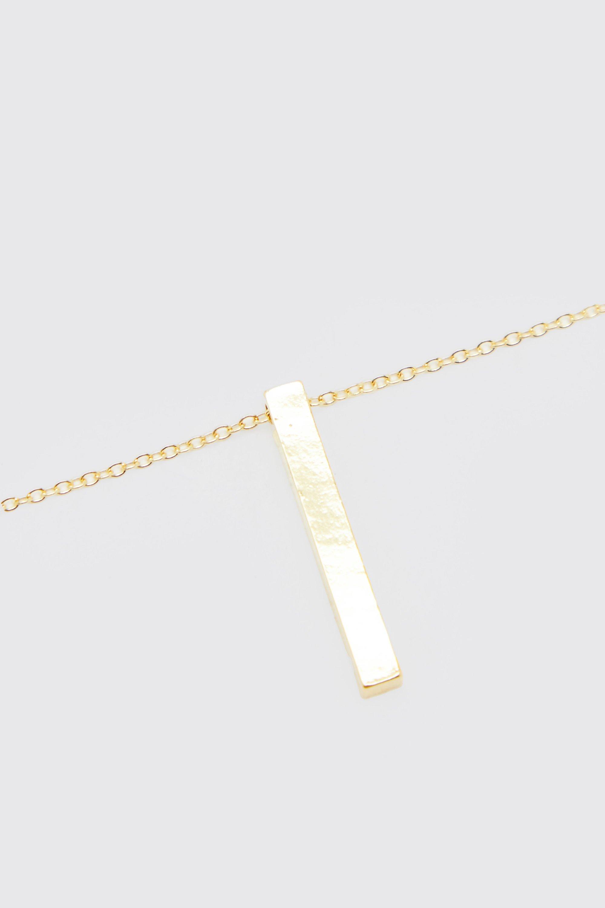 Womens Mens Jewellery Mens Necklaces Boohoo Bar Pendant Necklace in Gold Metallic 