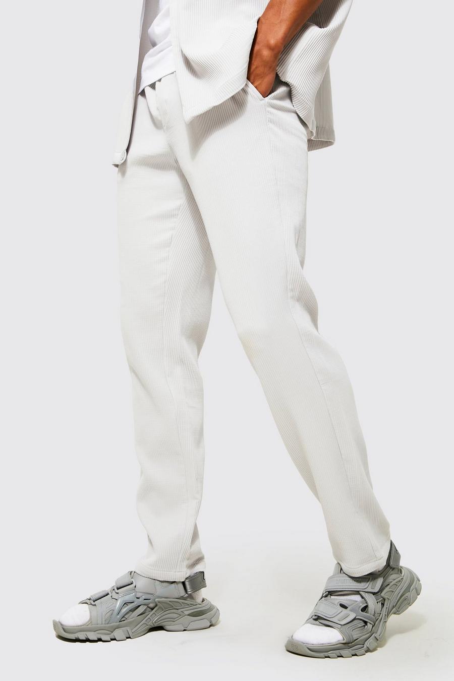 Pantalon slim plissé, Grey grau
