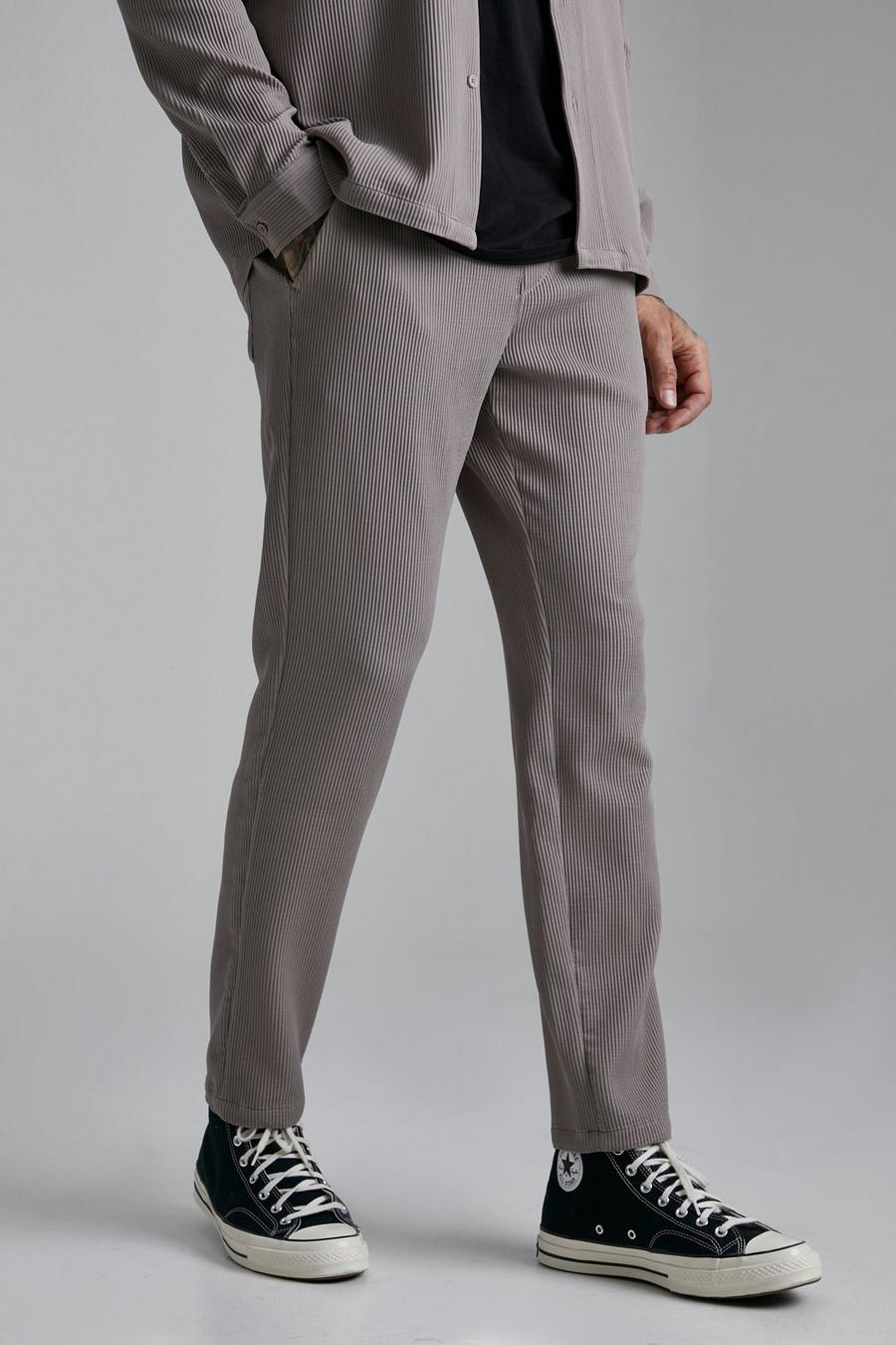 Taupe Slim Pleated Trouser image number 1