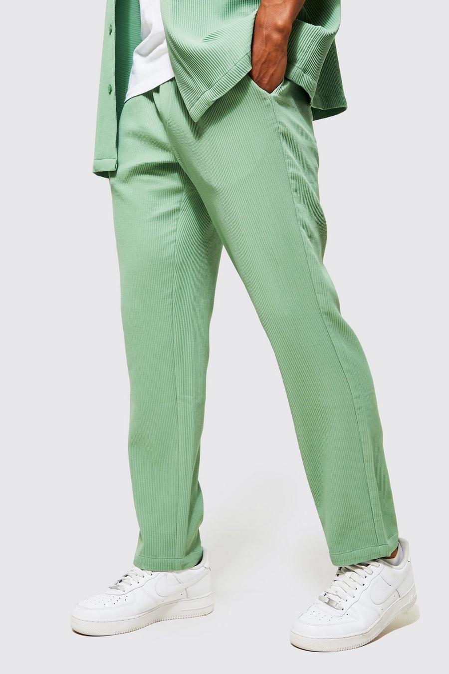 Khaki Slim Pleated Trouser image number 1
