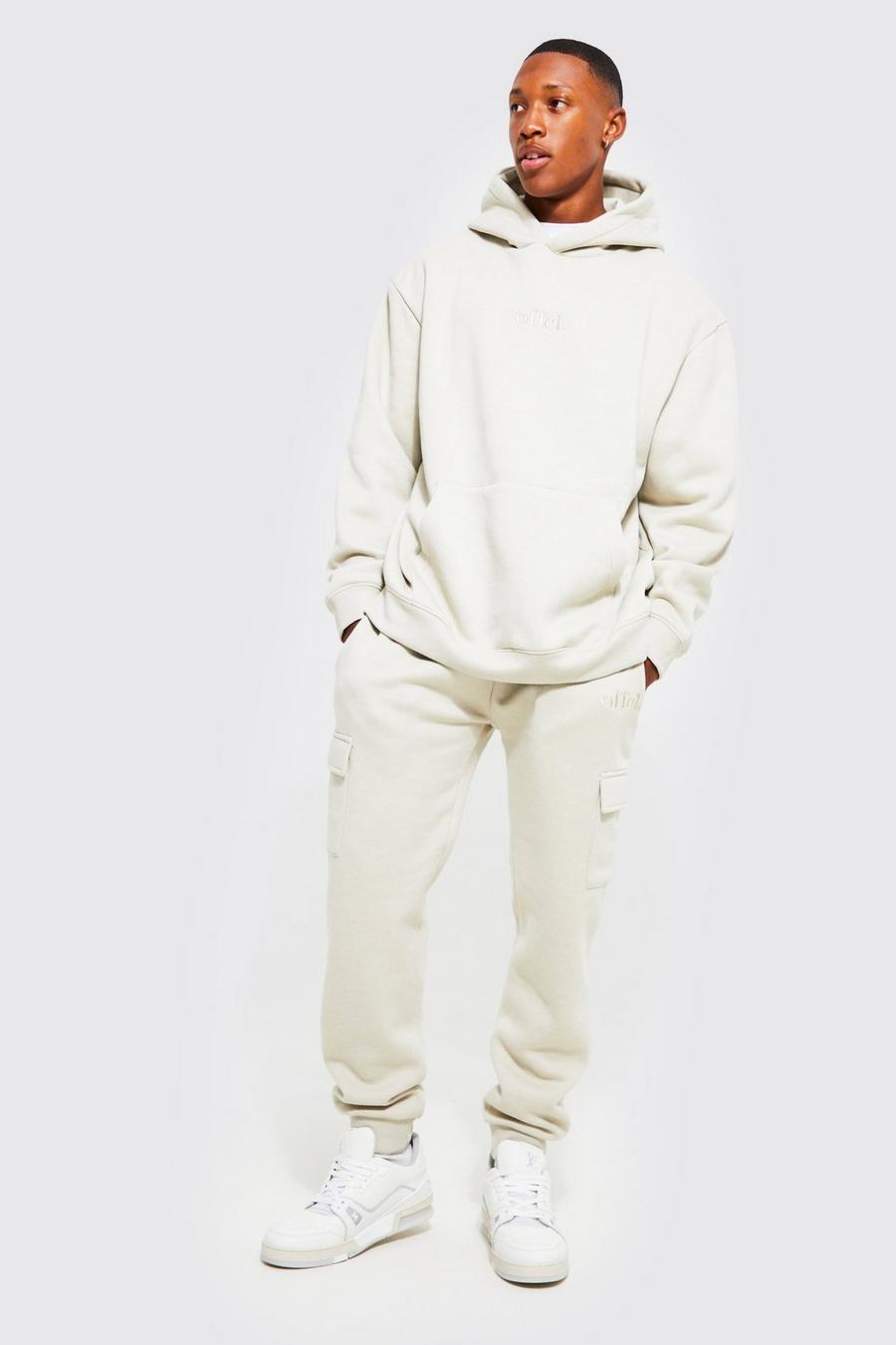 Taupe Oversized Offcl Hooded Cargo Tracksuit image number 1
