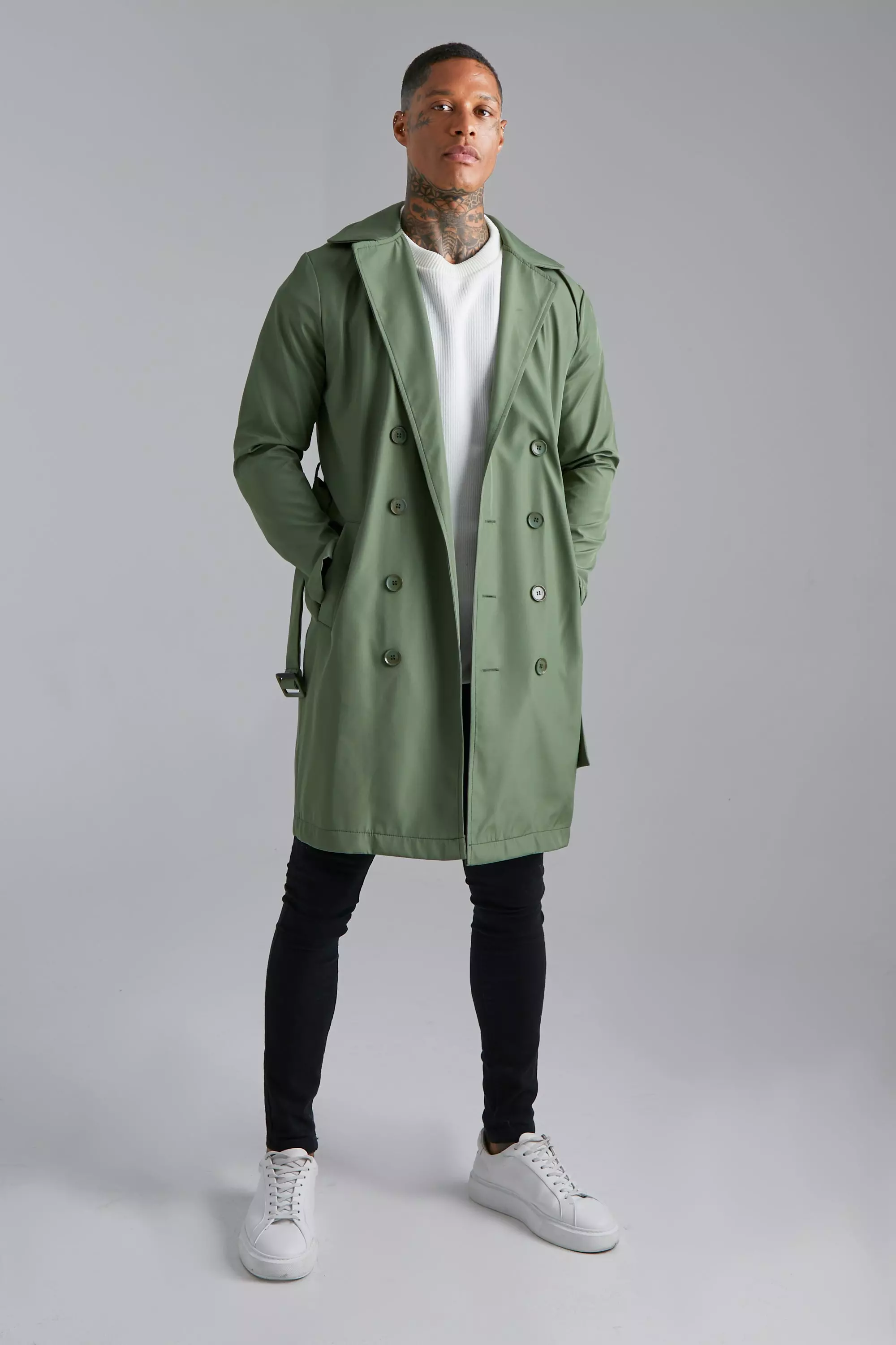 Olive green shop trench coat mens