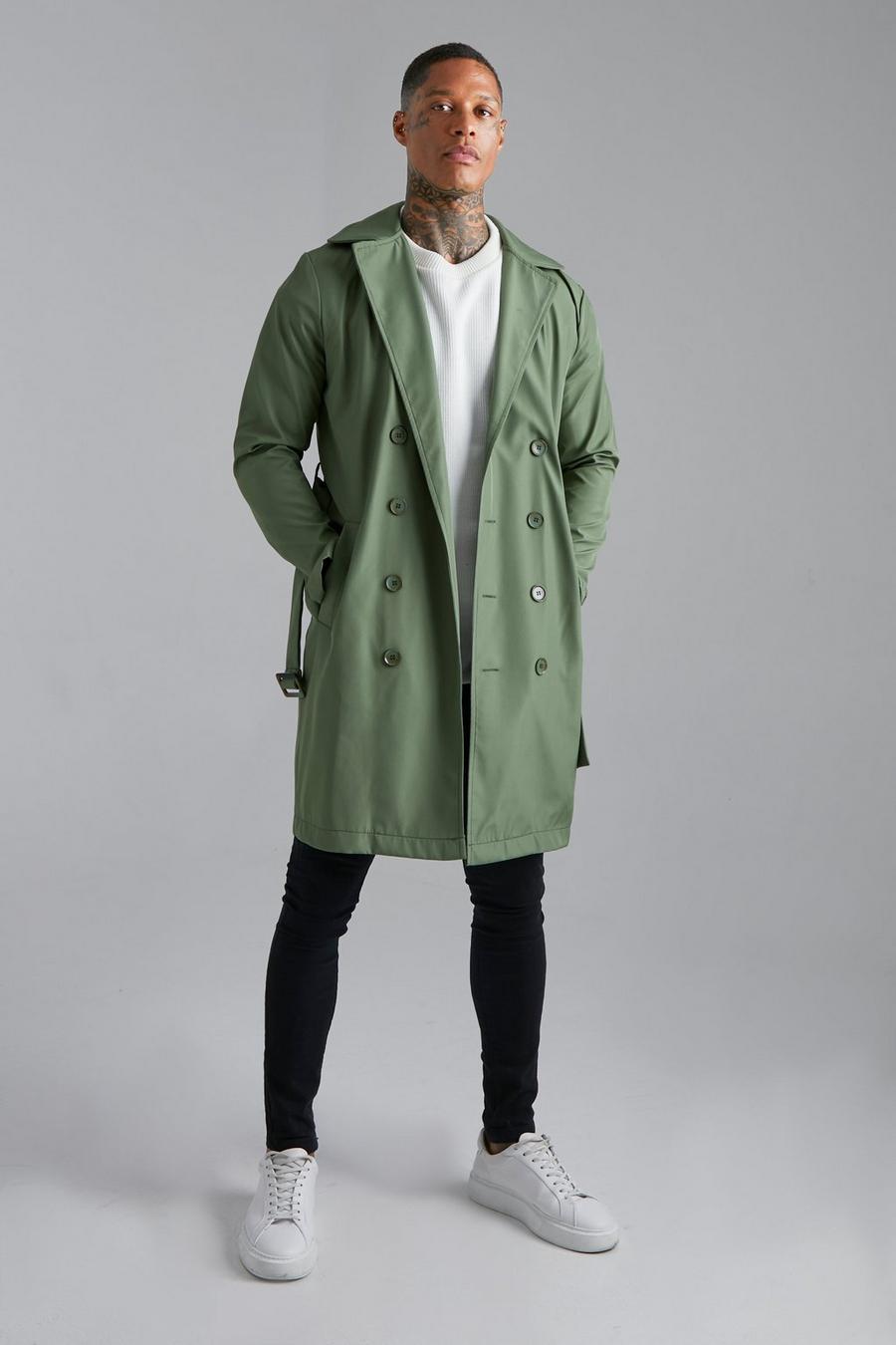 Sage grön Smart Double Breasted Trench Coat