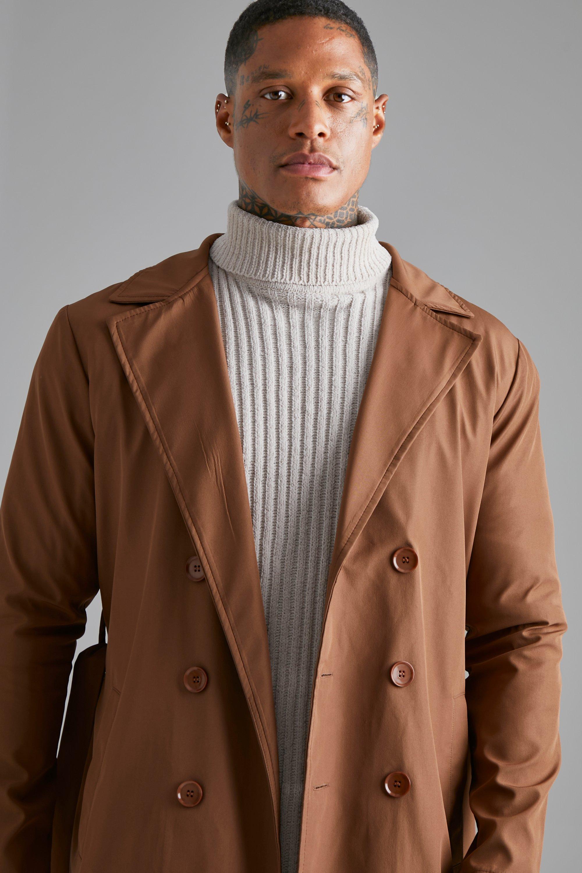 Camel trench coat men hotsell