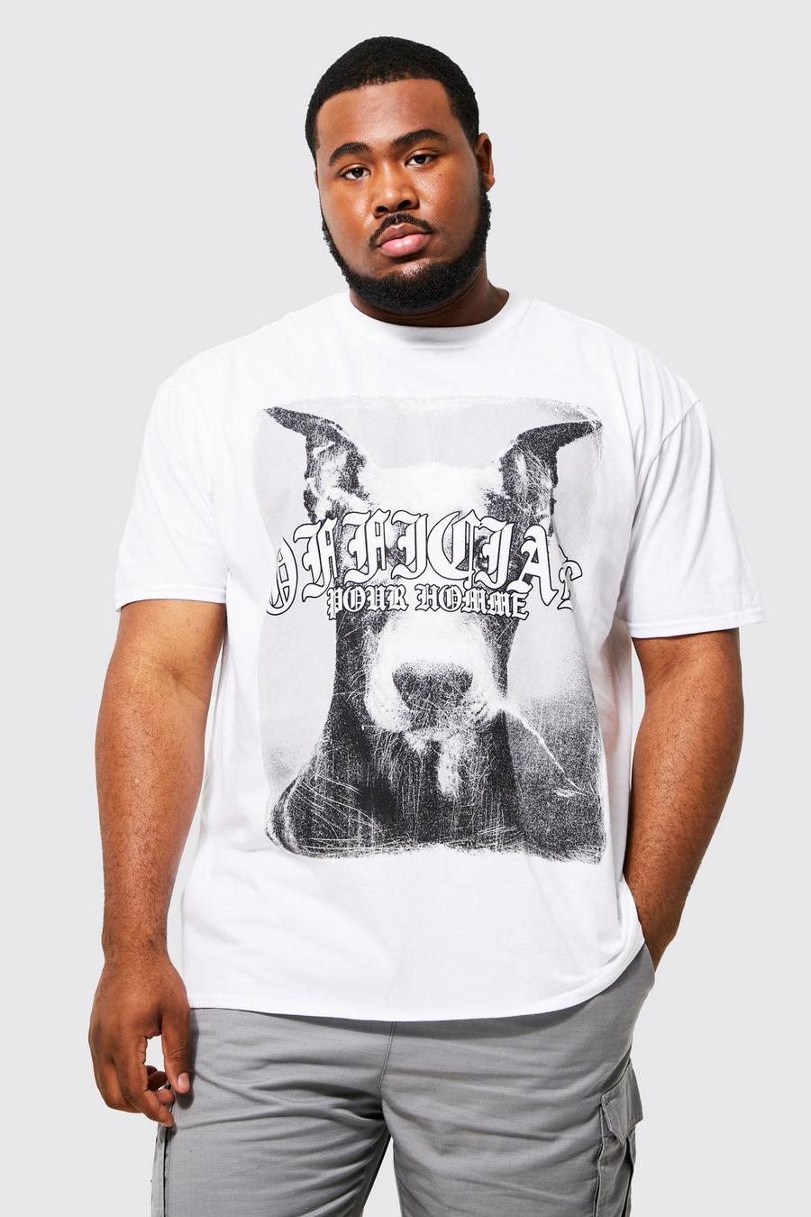 White Plus Official Dog Print T-shirt image number 1