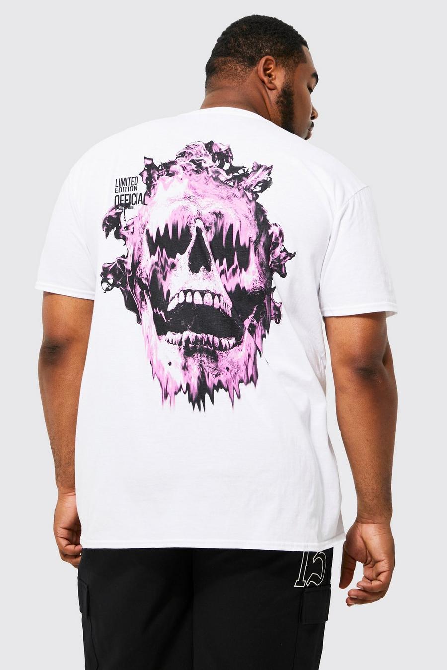 White Plus Drip Skull Back Print T-shirt image number 1