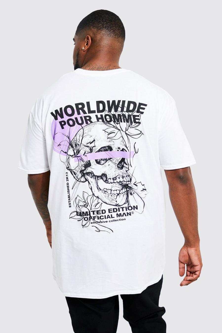 T-shirt oversize à imprimé crâne, White image number 1