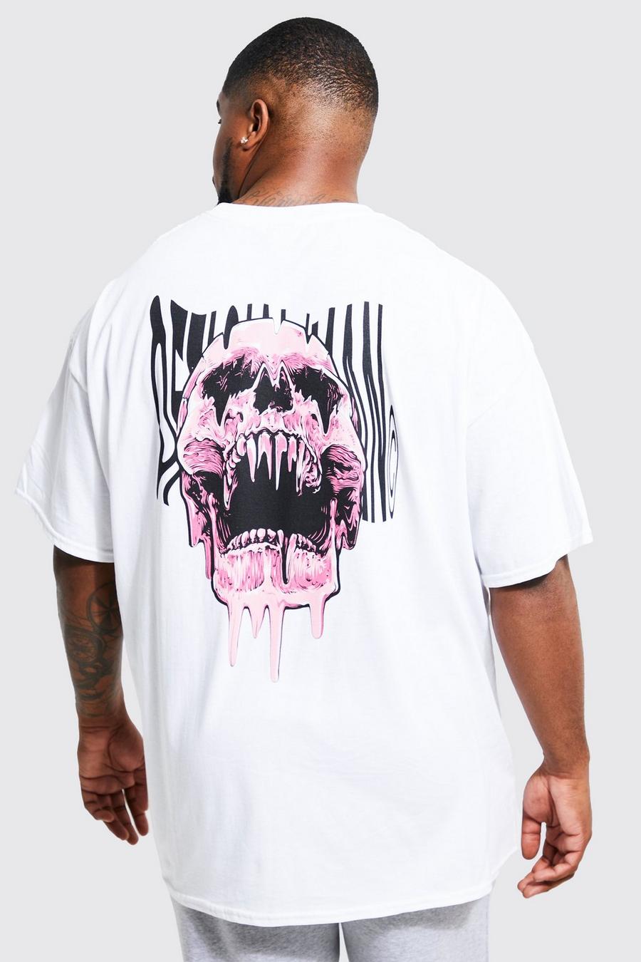 White Plus Drip Skull Back Print T-shirt