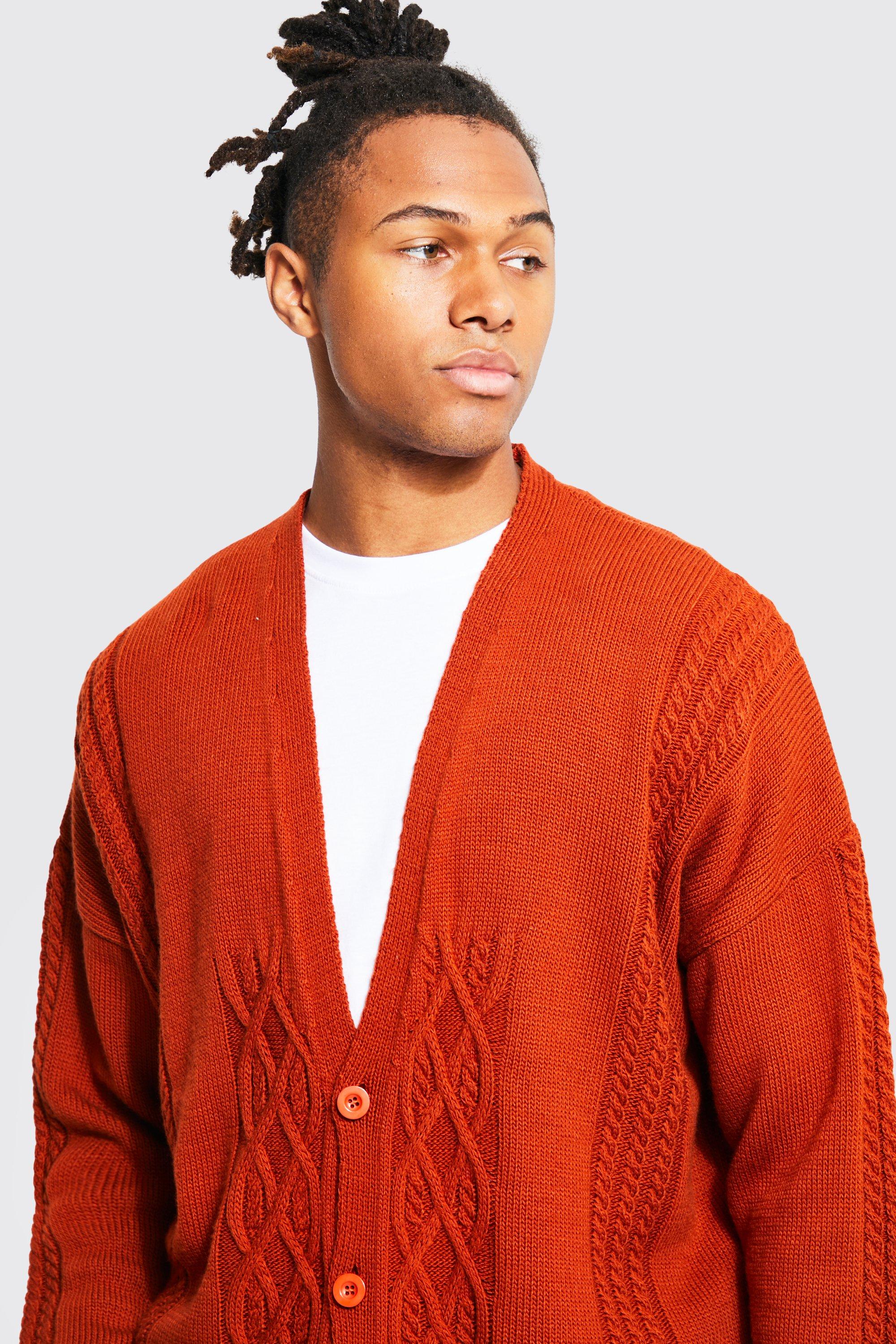 Orange cable knit outlet cardigan