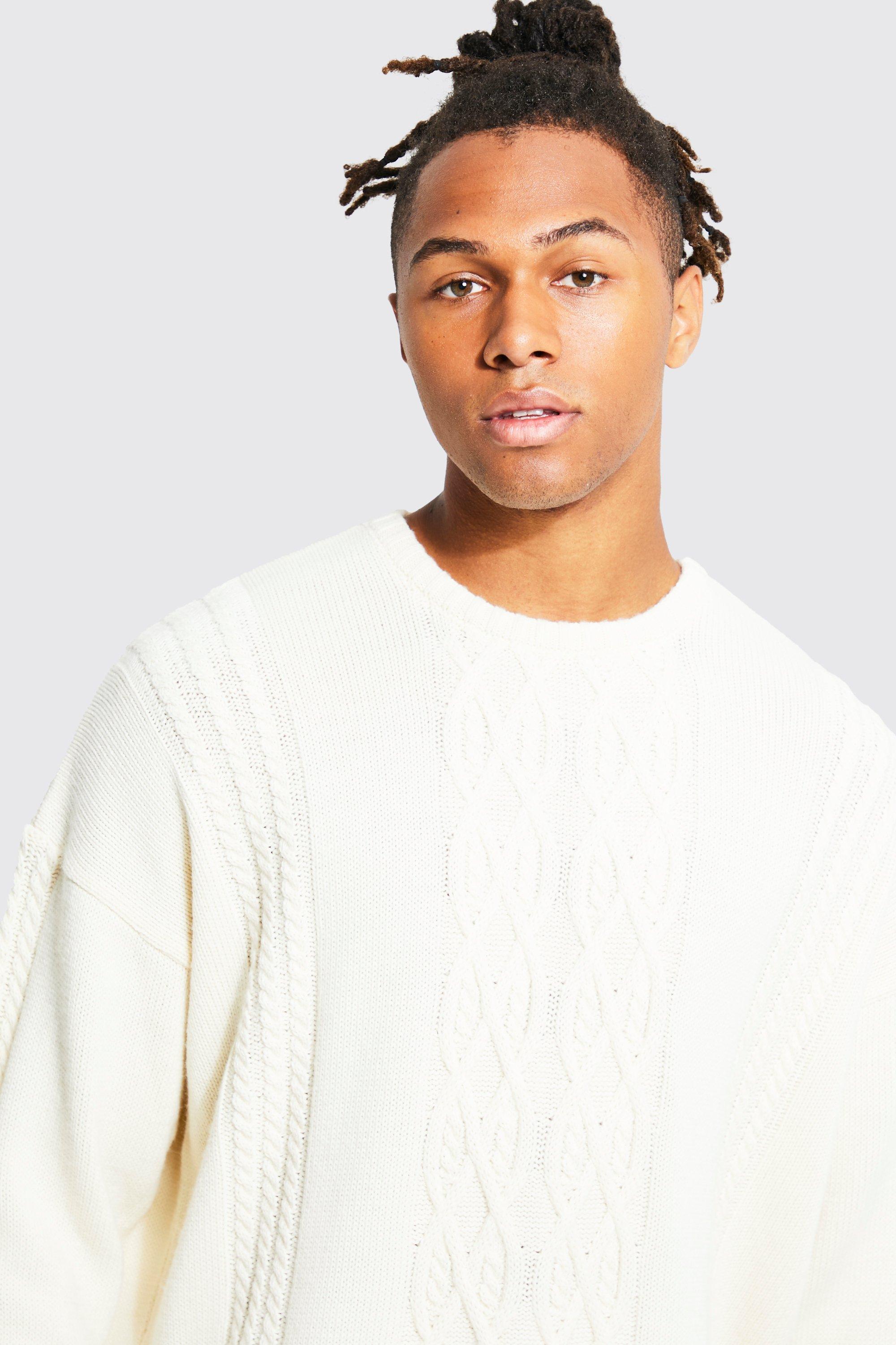 Oversized cream cable knit sweater hotsell