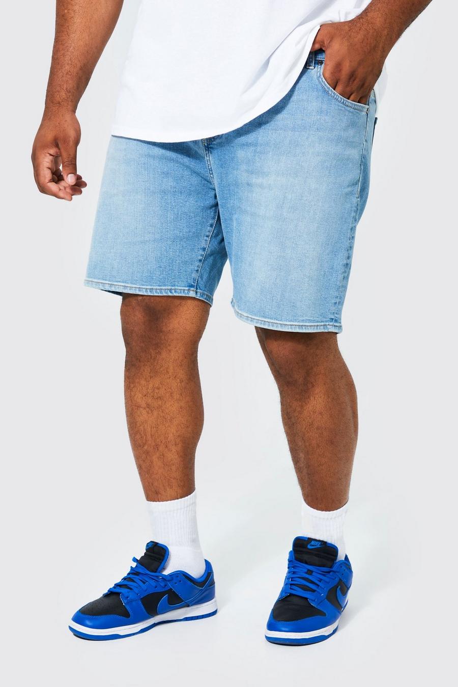 Pantaloncini Plus Size in denim Stretch Skinny Fit, Vintage blue azzurro