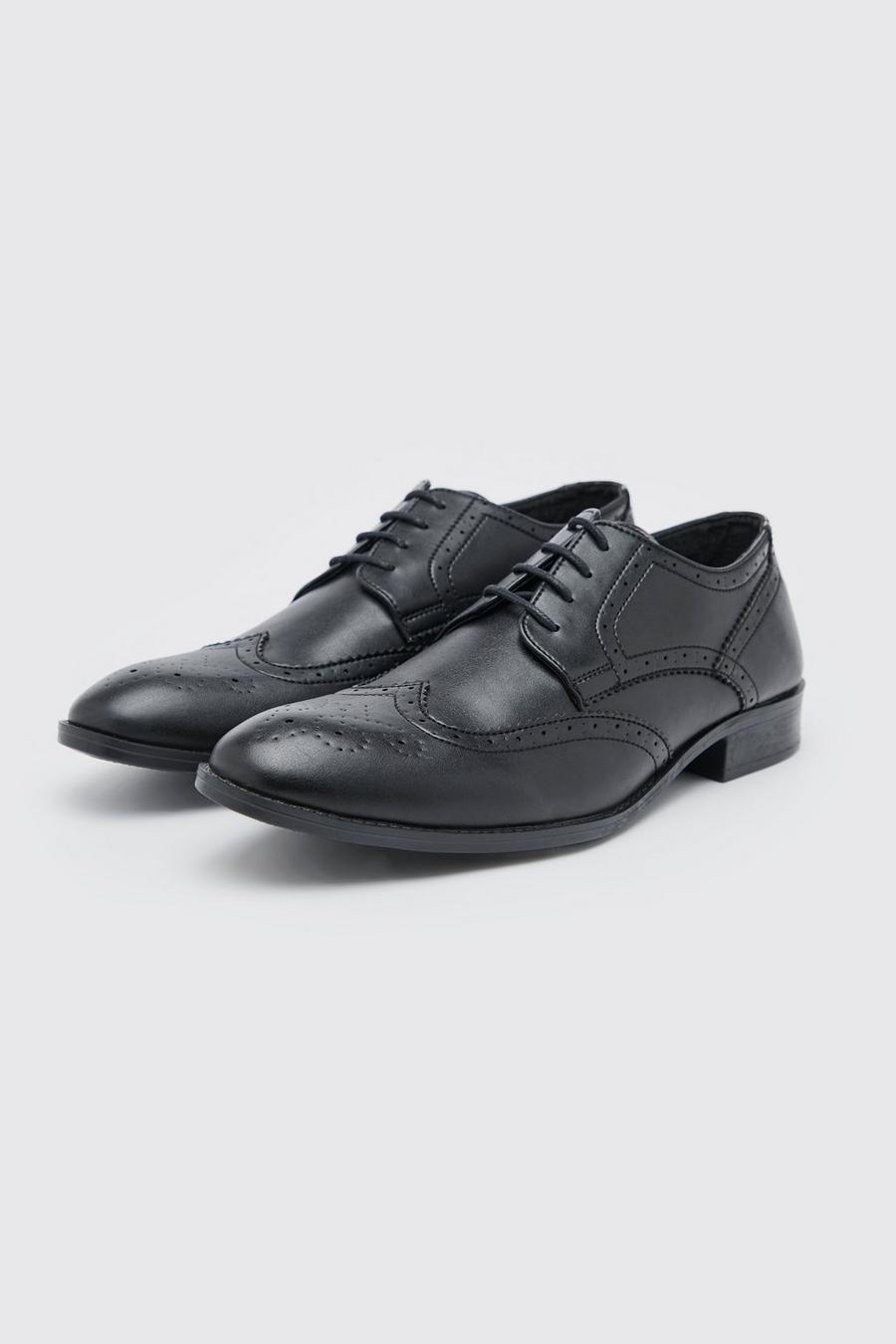 Black Faux Leather Brogue image number 1